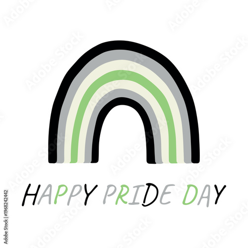 Colorful rainbow shape Agender pride flag Happy pride day LGBTQIA community Pride Month Vector hand drawn doodle for posters, stickers, logo, cards