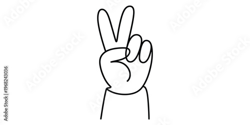 Minimalist Peace Sign Hand Gesture Outline