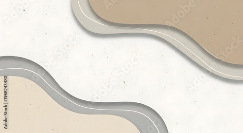 Japandi style aesthetic background template with warm neutral tones, minimal organic shapes