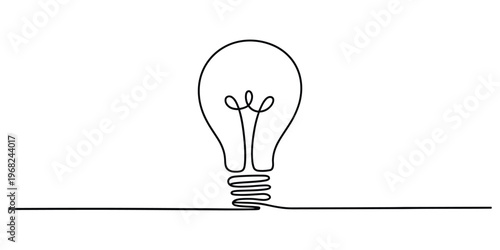 Continuous One Line Drawing of a Light Bulb