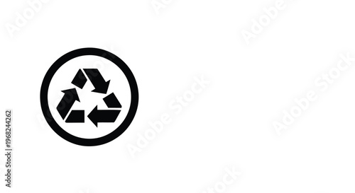 Black Circular Recycling Symbol on White Background for Environmental Awareness.