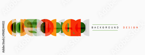 Abstract geometric shapes overlap, creating modern design element. Text reads background design in corner. Minimalist style.