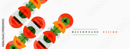 Abstract geometric pattern. Repeating circles, squares, crosses create dynamic visual flow. Minimalist design, modern aesthetic.