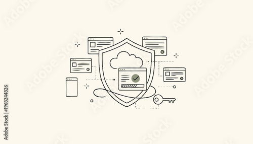 Cloud Security Shield Icon Graphic.