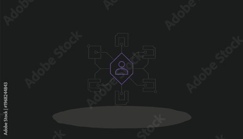 Conceptual Digital Representation of a Person Connected to a Network.