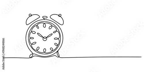 Minimalist Continuous Line Drawing of an Alarm Clock