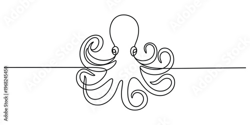 Minimalist Continuous One Line Octopus Illustration