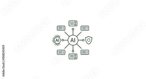 AI-Powered Network - Centralized Artificial Intelligence System with Peripheral Connections.