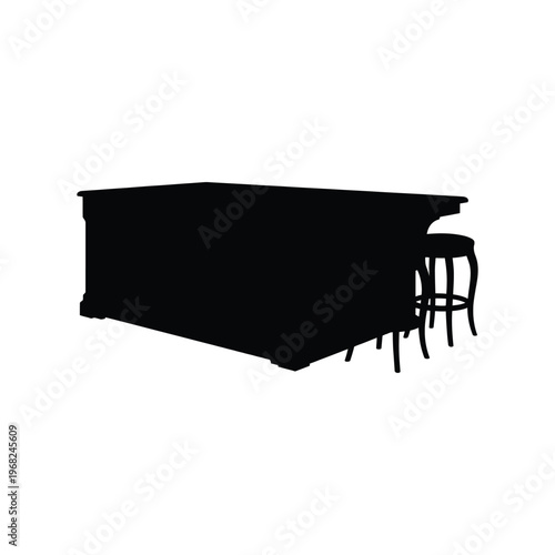 Black silhouette of a bar with stools furniture