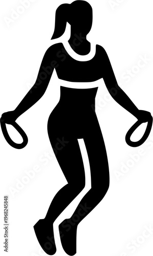 Silhouette of a woman jumping rope