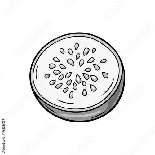 Freshly Sliced White Dragon Fruit with Seeds in a Circle