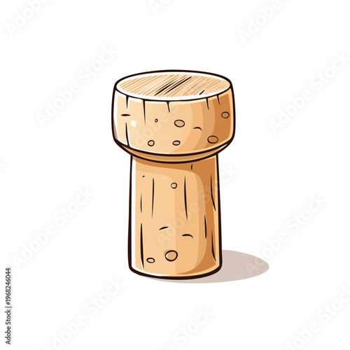 Champagne Cork Illustration Isolated on White Background