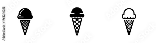 A triangular ice cream cone with a scoop of ice cream on top