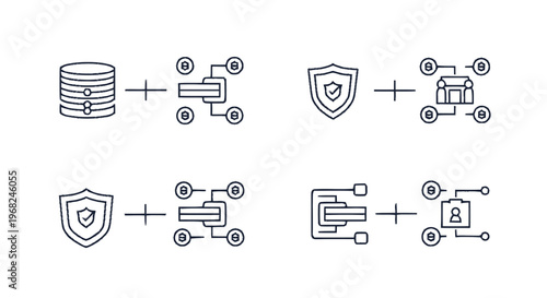 Conceptual Digital Security and Data Protection Icons Representing Cybersecurity.