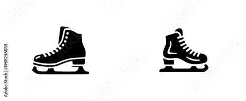 Black and White Silhouette of a Skate Boot on Ice Skates