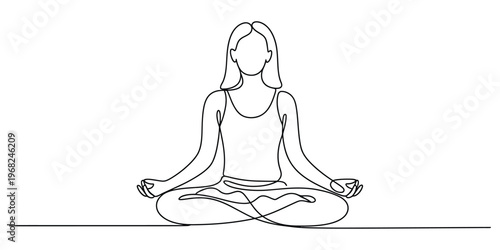 Minimalist Continuous Line Drawing of a Woman Meditating