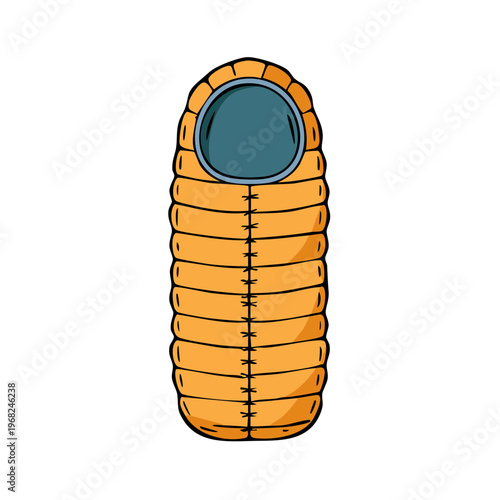 Comfortable orange sleeping bag with blue interior for outdoor camping adventures