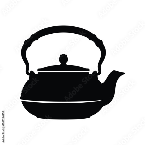 Black silhouette of a teapot with handle and spout kitchen cooking utensil