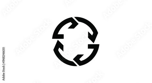 Circular Arrow Symbolizing Recycling and Renewal in Black and White.