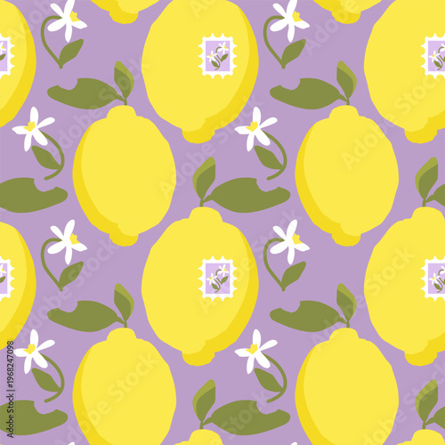 Limon Seamless Pattern, Cute Garden Vector Illustration for Packing