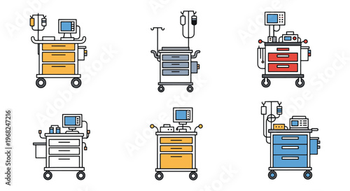 ICU Trolley Line art vector abstract clean illustration