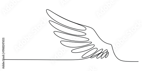Minimalist Single Line Drawing of Angel Wing