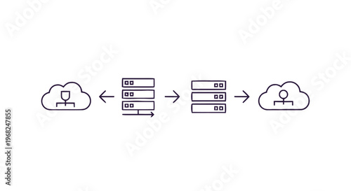 Cloud Computing Data Transfer and Server Infrastructure Illustration.