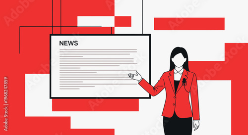 News Anchor Presenting Information on Screen