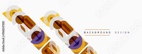 Abstract geometric pattern. Bright colors, layered shapes create modern design. Minimalist style, suitable background element.