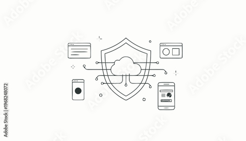 Cloud Security Shield Icon Protection.