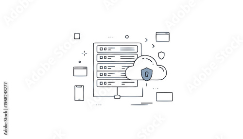 Cloud Security System Protection Icon.