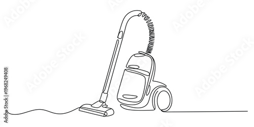 Continuous One Line Drawing of a Vacuum Cleaner