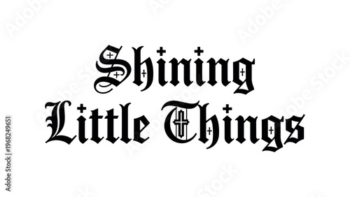 Shining Little Things. lettering and all elements in black. Vector style. AWhite background. Pure white background. Perfect isolation and visual consistency.