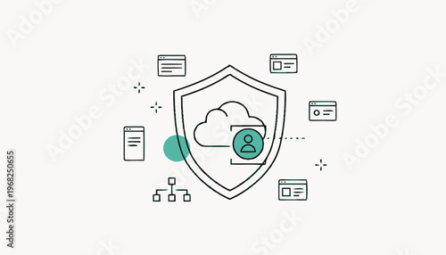 Cloud Computing Security Shield Protecting Data and Information.