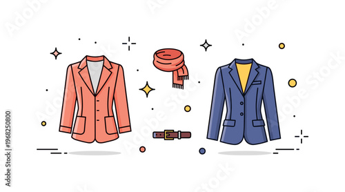 Tailored outfits casual tailored look concept where fitted jackets are paired with accessories like scarves or belts while tiny sparkle and star
