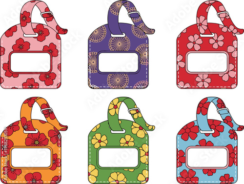 Floral Door Hanger Tags Set with Blank Label Vintage Flower Pattern Door Signs Vector Illustration Collection for Hotel and Home Design