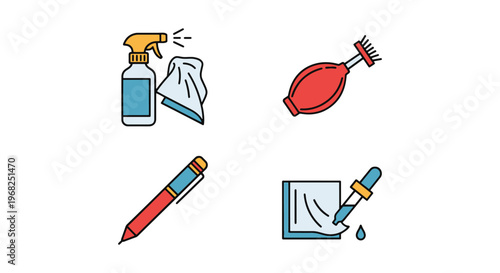 Lens cleaner Line art vector creative abstract