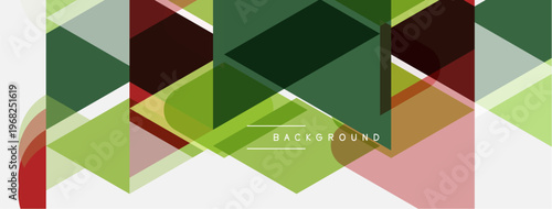 Abstract geometric pattern. Overlapping shapes create modern design. Green, red, beige tones dominate composition. Minimalist style.