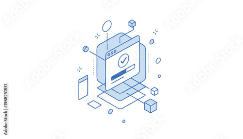 Computer with icons on screen.