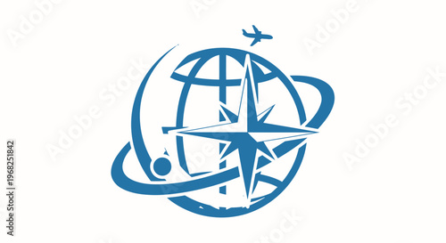 Blue Globe Compass Logo Depicting Travel and Navigation Concepts.