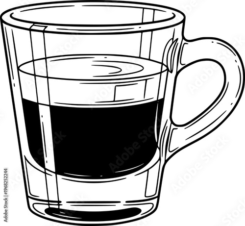 Espresso Shot Glass Demitasse Simple Line Art Vector
