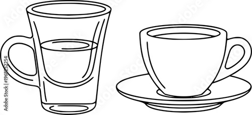 Espresso Shot Glass Demitasse Simple Line Art Vector
