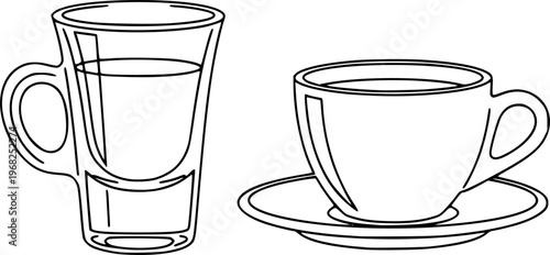 Espresso Shot Glass Demitasse Simple Line Art Vector
