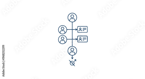Conceptual illustration of a business process with connected people icons.