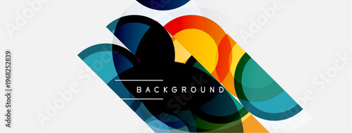 Abstract colorful shapes overlap, creating dynamic visual effect. Modern design element for backgrounds, presentations.