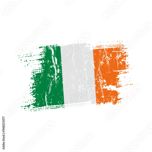 Ireland flag with grunge effect - vector illustration