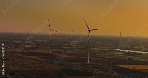 Wallpaper Mural Aerial view of Windmills/ Wind Turbines Operating in Rajkot, Gujarat, India. Renewable energy, Wind Energy Production, Wind Farm in India, Developing India Concept  Torontodigital.ca