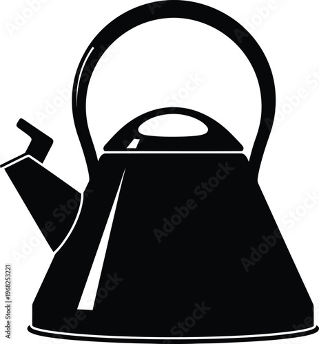 Silhouette antique teapot kitchenware for hot drinks vector illustration