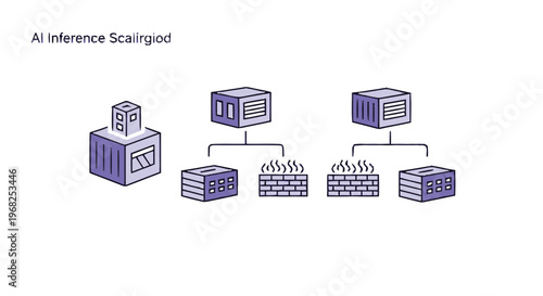 Conceptual AI Inference Scaling Illustration with Cubes and Heat Elements.
