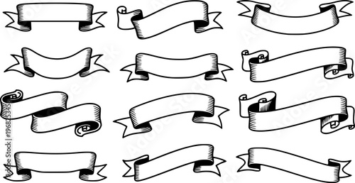 stylish blank wide vintage tattoo ribbon set
